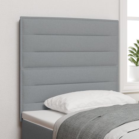 vidaXL LED Headboard Lines Design Light Grey 80 cm Fabric