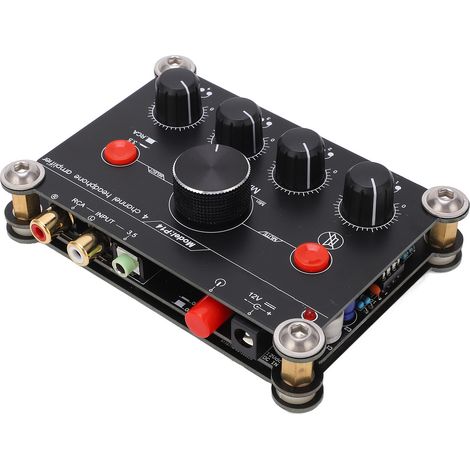 Amplificateur de casque audio 4 canaux, module de puissance audio, contrôle de volume indépendant, prise britannique 100-240 V (1/5)