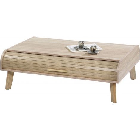Table basse 2 rideaux chênes clair Happy 114cm (1/3)
