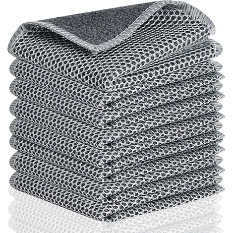 Torchons en Microfibre Lavables avec Tissu en maille, 8pcs Chiffons en Microfibre Chiffons à Vaisselle Torchon Multifonctionnel Chiffon de Nettoyage de Cuisine Double Couche Anti-Rayures-2020cm (1/5)