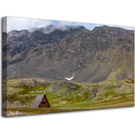 Stampa su tela "Casetta nella natura in montagna" 80x50 cm