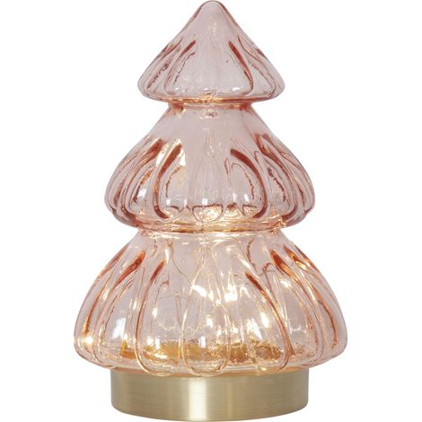 LED-Tischleuchte 'Abete', Glas, rosa, Tannenbaum-Form (1/5)