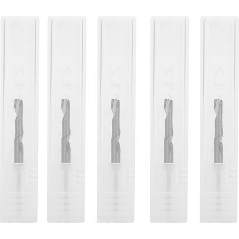 5pcs Fraise hélicoïdale carbure pour menuisier, outil de toupie en acier au tungstène, Ø3.175 x 12mm (1/5)