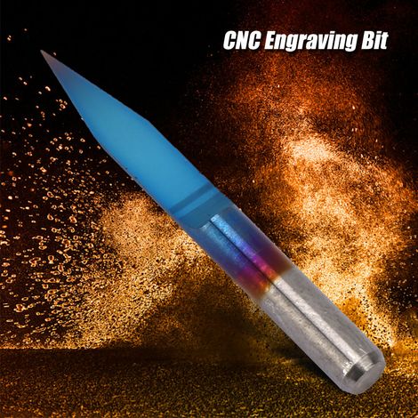 Coffret de 10 fraises de gravure CNC en acier tungstène revêtement bleu 3.175 (10° 0.4) (1/5)
