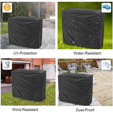 Housse noire pour barbecue, anti-UV/imperméable/résistante à l'humidité, protection UV, anti-poussière, coupe-vent pour barbecue extérieur, jardin, terrasse, gril (170 x 94 x 70 cm) (1/5)