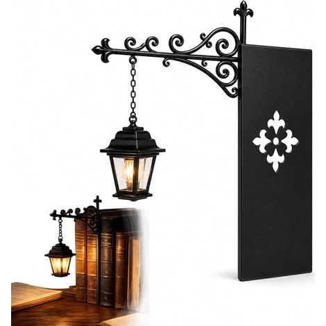 Lanterna da biblioteca retrò, lampada da lettura, fermalibri in metallo, illuminazione decorativa per mensole, lampada angolare a LED antica, luce calda, regalo unico per (1/5)