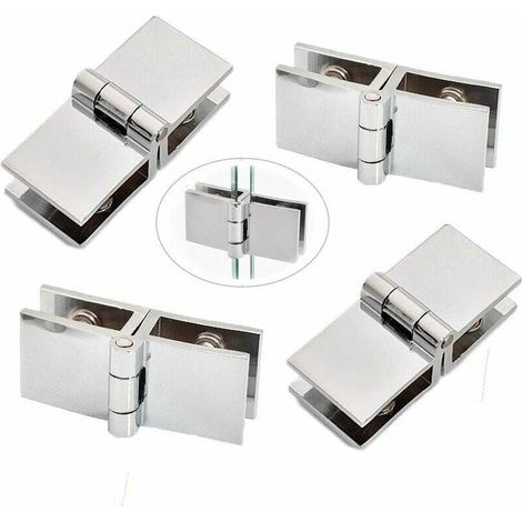 Charnière de porte en verre 4pcs 180 °, charnière de porte en verre, charnière de porte en verre en alliage de zinc, porte en verre à clip, installation facile et durable pour vitrine, armoire (1/5)