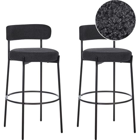 Set mit 2 Barstühlen ALLISON Bouclé Schwarz