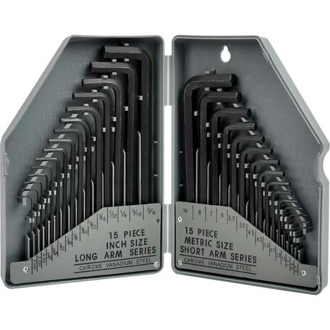 Set di 30 chiavi esagonali, chiavi a brugola da 0,7-10 mm con custodia in misure metriche e imperiali