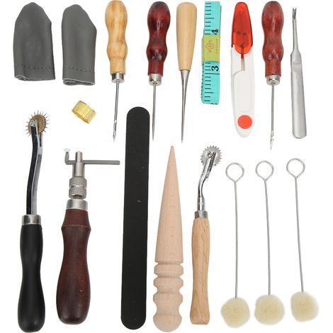 Kit Outillage Cuir Poinçon Couture Découpe Tampon Artisanat Trousse 12 Pièces Aiguilles Ciseaux (1/5)