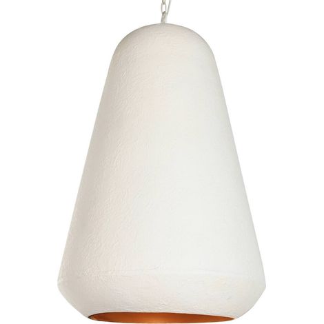 Suspension design blanc doré élégante pour salon - Blanc patiné avec touche dorée (1/5)