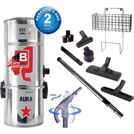 Aspiration centralisée avec sac OTTO BULL AURA 300 INOX (jusqu’à 300 m²), Garantie 2 ans + Set inter 9 M + 8 accessoires + 1 Kit de nettoyage micro offert (1/5)