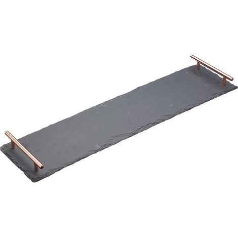 Artesa Tablett de Schiefer mit Griffen mit Kupferoberfläche, zum Servieren von Sandwiches und Vorspeisen, 60 x 15 cm