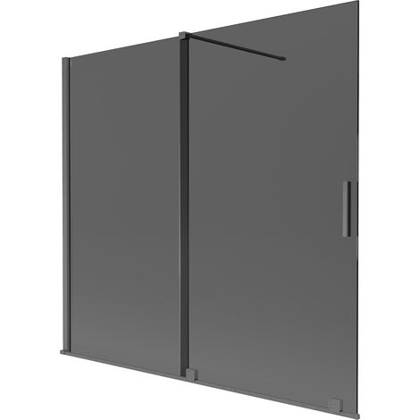 Mexen Velar mampara de bañera corredera de 2 hojas 170 x 150 cm, grafito, gris cañón cepillado - 896-170-000-41-66 (1/2)