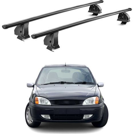 OMAC Stahl Dachträger Querträger Ford Fiesta IV Schrägheck 1995-2002 5Tür – TÜV / DIN 75302:2019 – Abschließbar – Max. 75 kg – 2 Stangen – Schwarz (1/5)