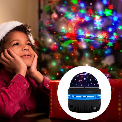 Lampe de projection USB multicolore, étoiles scintillantes, ambiance lumineuse, boîte incluant 1 lampe + 1 câble USB, abat-jour arc-en-ciel, boîtier noir. (1/4)