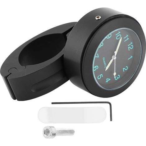 Support de montre pour guidon moto 22/25mm Horloge universelle étanche avec batterie intégrée (Noir) (1/5)