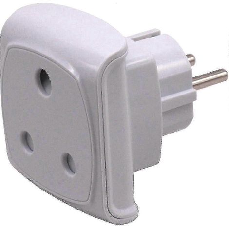 Adaptateur de prise triphasée pour l'Afrique du Sud (non compatible avec l'Inde), convertit en prise européenne 2 broches. (1/5)