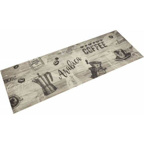 Tapis de cuisine lavable-Tapis de salon-Tapis Chambre imprimé café gris 60x180 cm velours 573741 (1/5)