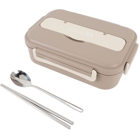 Portapranzo da 1000 ml in acciaio inox 316 con posate, scomparti interni e portatile, colore caffè.