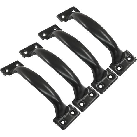 Set mit 4 Vintage-Scheunentürgriffen für Küchenschränke, Lochabstand: 101 mm, schwarzes Eisen (1/4)