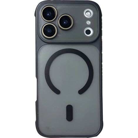 Étui de protection à chargement sans fil pour iPhone 16 Pro, avec aimant et finition transparente givrée antichoc. (1/5)