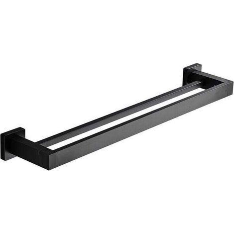 Porte Serviette Double Salle de Bain, Noir Barre Porte Serviette Mural, Porte Essuie Salle de Bain en Acier Inoxydable Porte Torchon Cuisine Support de Serviettes, 40cm (1/4)