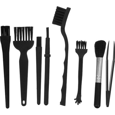 Kit de Brosses de Nettoyage Antistatiques 8 Pièces en Nylon pour Clavier Fibres Conductrices, Accès aux Fentes Étroites, pour Cartes et Emplacements Cpu, Entretien Électronique Noir (1/5)