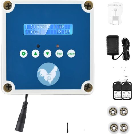 Kit de porte de poulailler automatique, capteur de lumière, fonction minuterie, Bleu (1/2)
