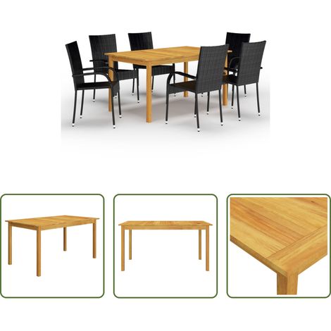 vidaXL Salle à manger extérieure - Ensemble à manger de jardin 7 pcs Noir (1/5)