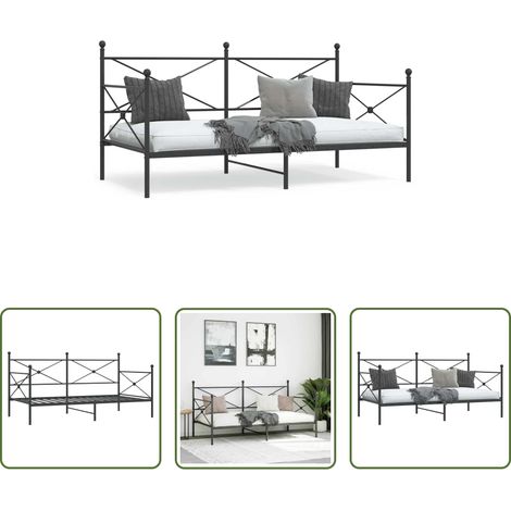 vidaXL Sommier à lattes - Lit de repos sans matelas noir 100x200 cm acier (1/5)