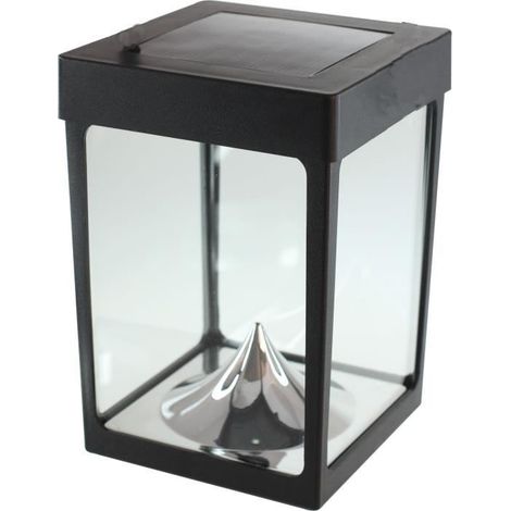 Mini Solar Photophore - Glaswände - Schwarz - Tischlampe - Solarenergie - 1 Glühbirne