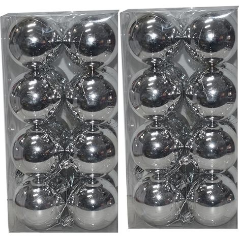 Palline per albero di natale decorazioni addobbi natalizi argento silver 32 sfere ghirlande per di casa negozio ufficio (1/4)