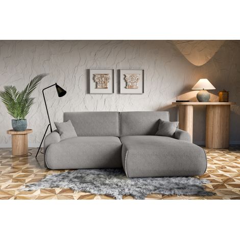 Divano letto angolare destro con vano contenitore Noboo in beige direttamente dal produttore, consegna e installazione gratuite (1/5)