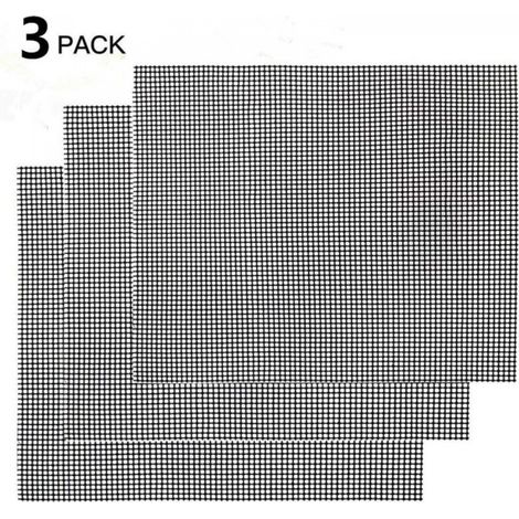 Grille Barbecue Tapis de Cuisson Antiadhésif 3 Pièces - Feuille de Cuisson Réutilisable Résistante à la Chaleur de Gril, pour Le Barbecue D'intérieur et Extérieur (Noir, 42 × 36cm) (1/5)