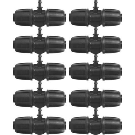 10Pcs Connecteurs d'irrigation 16mm à 4/7, Connecteurs de Tube d'irrigation Goutte à Goutte en Té Barbelé 16PE, 5/8in (16mm) à 4/7 (7mm OD, 4mm ID) Buse d'atomisation, pour Tuyau PE Pelouse