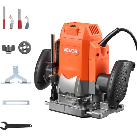 Défonceuse 1200 W Défonceuse à Bois 6 Vitesses Variables pour Travail Bois, Finition, Bricolage, avec Démarrage Progressif, Base Plongeante, Capot Aspiration Poussière, Guide Parallèle, Filaire (1/5)