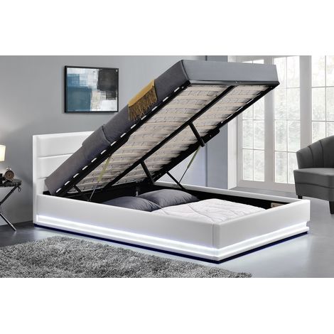 Cadre de lit avec rangements + sommier et LED intégrées NEW YORK (1/5)