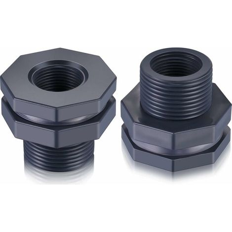 Raccord de cloison en PVC 2 pièces pour barils de pluie, aquariums, réservoirs d'eau (3/4") (1/5)