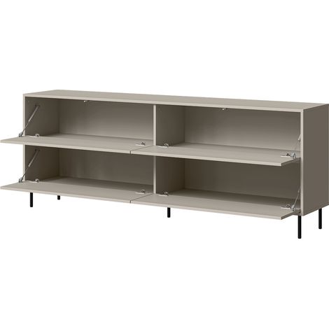 Credenza Cataldo, Madia 2 Ripiani, Apertura a Ribalta, 4 Ante, 200x39x75h cm Beige