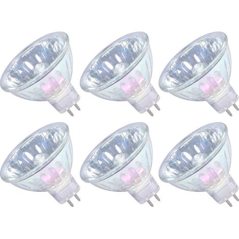 Ampoules halogènes MR16 35 W 12 V, culot GU5.3, pour plafonnier, dimmables, angle de faisceau de 36°, blanc chaud 3000 K, culot à 2 broches, lot de 6 (1/4)