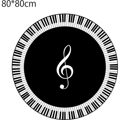 Runde Teppiche mit schwarz-weißen Klaviertastenmustern, perfekt zur Dekoration des Fußbodens in Ihrem Wohn- oder Schlafzimmer. (1/4)