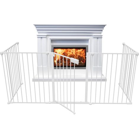 Jiubiaz Set 2 barreras de seguridad chimenea 310 cm 5 paneles blancas (1/5)