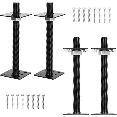 Wolketon Pfostenträger höhenverstellbar 30–250 mm – Individuell anpassbare Höhe für Zaun, Pergola und Terrassenbau Schwarz 4PCS