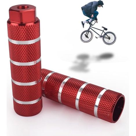 1 Paire 100 x 28mm Bike Pegs Antidérapantes en Alliage d'aluminium, BMX Pegs, Repose-Pieds Cylindriques pour Vélos BMX,Pédale de Vélo, en Alliage d'aluminium Robuste - pour Cascades à vélo-Rouge-Fei Y