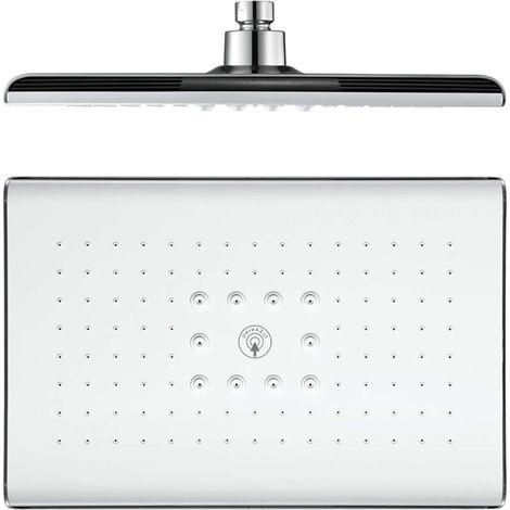 Soffione doccia, soffione doccia rettangolare fisso in ABS, soffione doccia a pioggia ad alta pressione a risparmio idrico, attacco G1/2", bianco