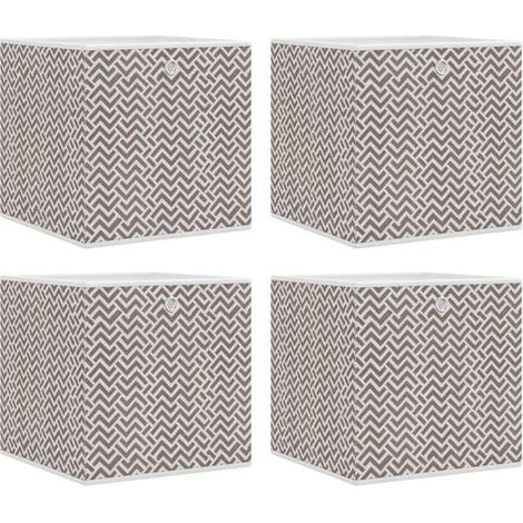 Ensemble de quatre boîtes de rangement pliables, mesurant 32x32x32 cm, en tissu non tissé. (1/5)