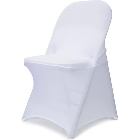 Housses de chaise pliantes en spandex – 10 housses de chaise ajustées lavables extensibles universelles améliorées pour mariage, vacances, banquet, fête, célébration (blanc) (1/4)