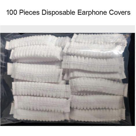 100 Stück staub- und schweißabweisende Headset-Überzüge aus Vliesstoff, weiß (1/5)
