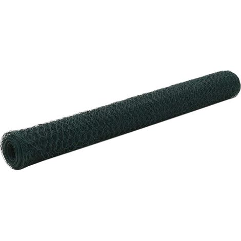Vidaxl – Grillage rigide acier avec revêtement PVC 25x1,2 m – Résistant aux intempéries – Mailles hexagonales pour volières et clôtures (1/4)